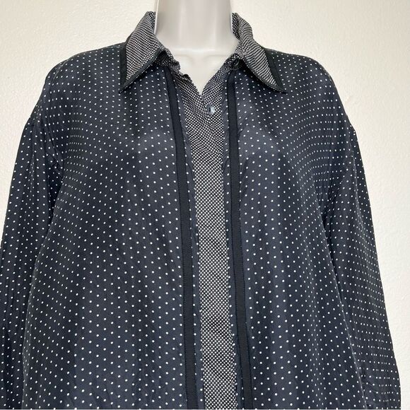 Vintage 90s The Limited Silk Black White Polka Dot Long Sleeve Shirt Women Large - Picture 3 of 12